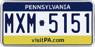 PA license plate MXM5151