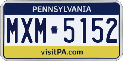 PA license plate MXM5152