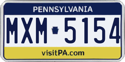 PA license plate MXM5154