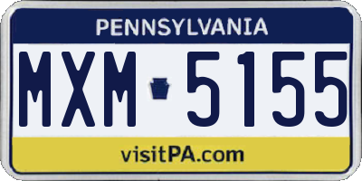 PA license plate MXM5155