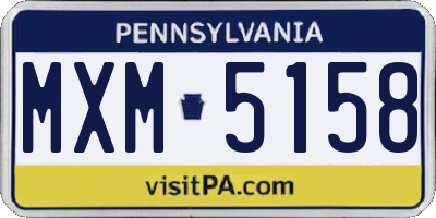 PA license plate MXM5158