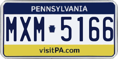PA license plate MXM5166