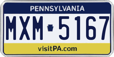 PA license plate MXM5167