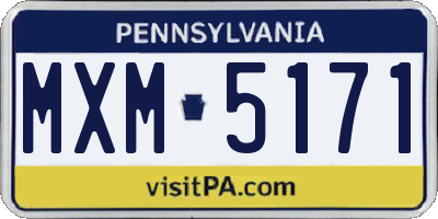 PA license plate MXM5171