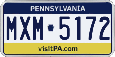 PA license plate MXM5172