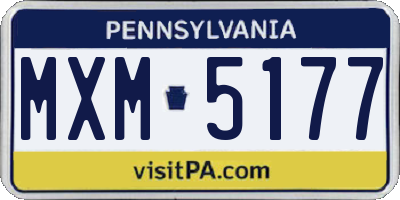 PA license plate MXM5177