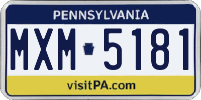 PA license plate MXM5181