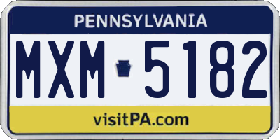 PA license plate MXM5182