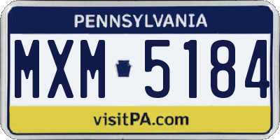 PA license plate MXM5184