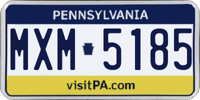 PA license plate MXM5185