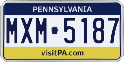 PA license plate MXM5187