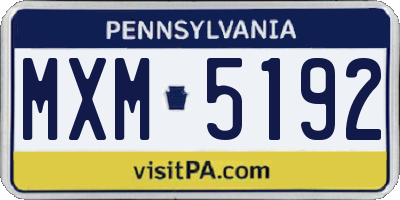 PA license plate MXM5192