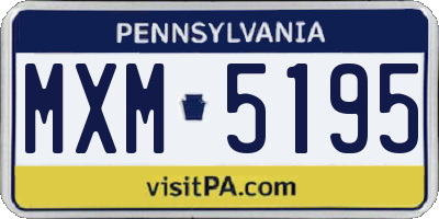 PA license plate MXM5195