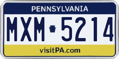 PA license plate MXM5214
