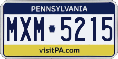PA license plate MXM5215
