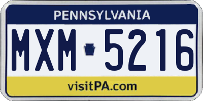 PA license plate MXM5216