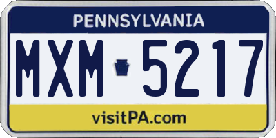PA license plate MXM5217