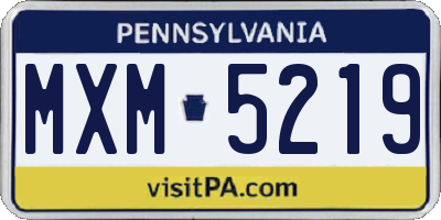 PA license plate MXM5219