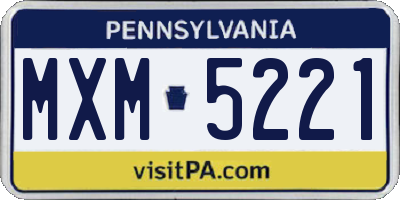 PA license plate MXM5221