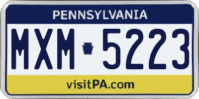 PA license plate MXM5223
