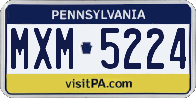 PA license plate MXM5224