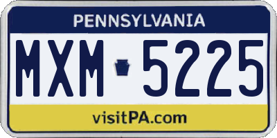 PA license plate MXM5225