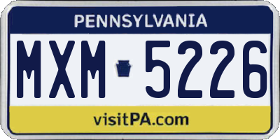 PA license plate MXM5226