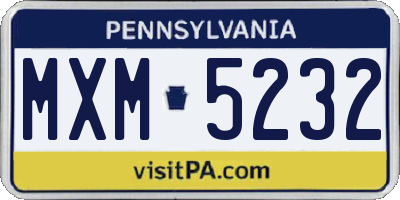 PA license plate MXM5232