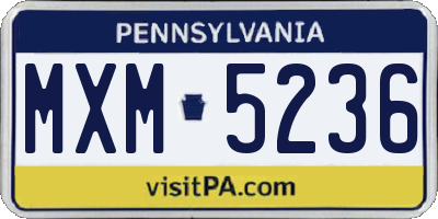 PA license plate MXM5236