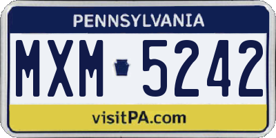 PA license plate MXM5242