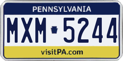 PA license plate MXM5244