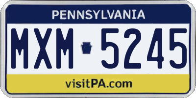 PA license plate MXM5245