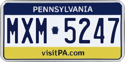 PA license plate MXM5247