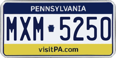 PA license plate MXM5250