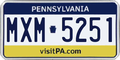 PA license plate MXM5251