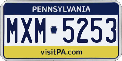 PA license plate MXM5253