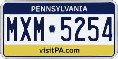 PA license plate MXM5254