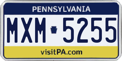 PA license plate MXM5255