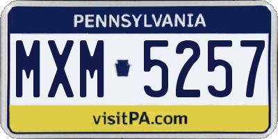 PA license plate MXM5257