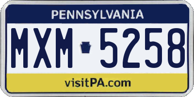 PA license plate MXM5258