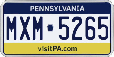 PA license plate MXM5265