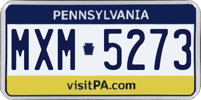 PA license plate MXM5273