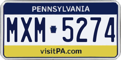 PA license plate MXM5274