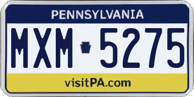 PA license plate MXM5275