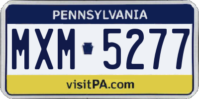 PA license plate MXM5277
