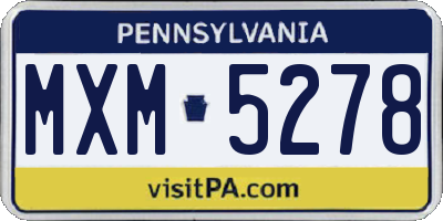 PA license plate MXM5278