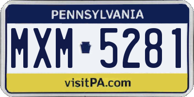 PA license plate MXM5281