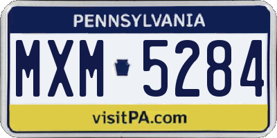 PA license plate MXM5284
