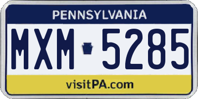 PA license plate MXM5285