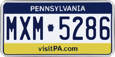 PA license plate MXM5286